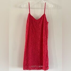 J. Crew Pink Floral Lace Slip Dress
